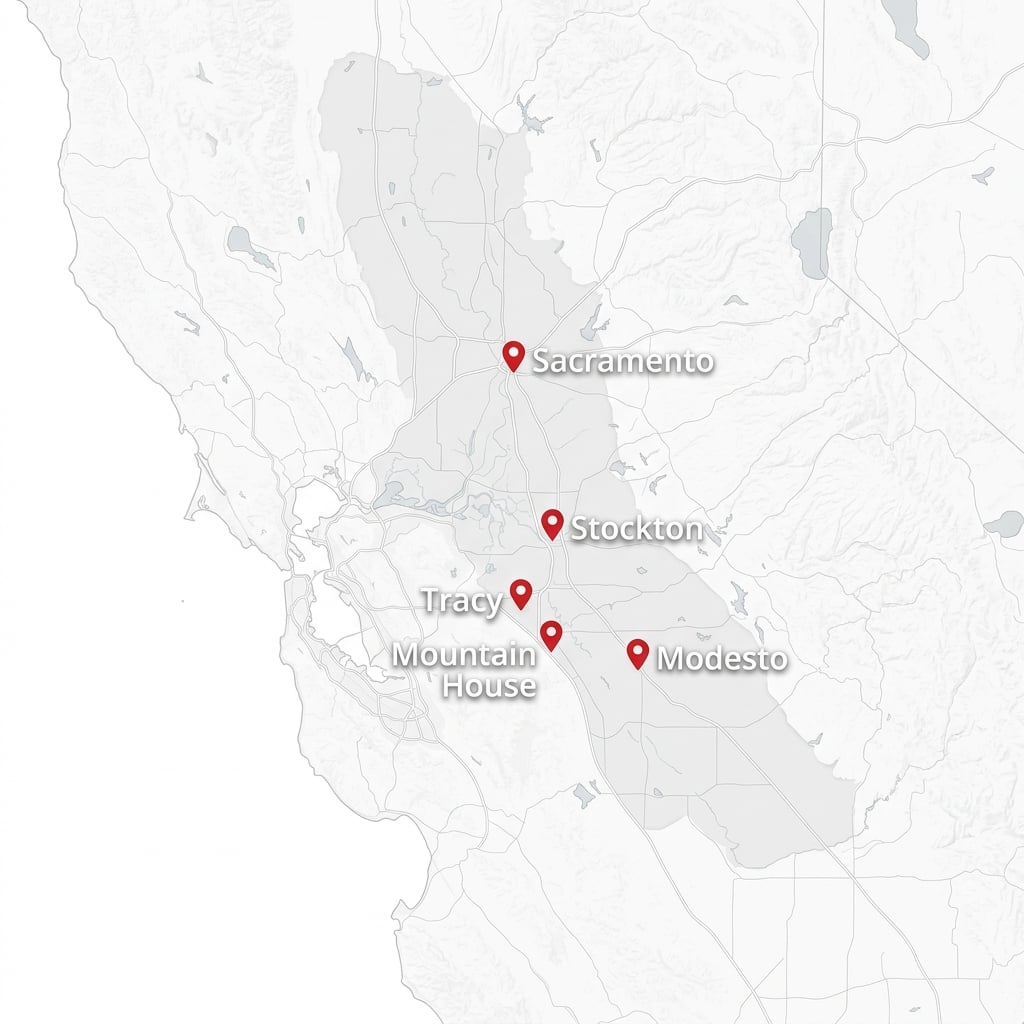 Central Valley 209 Area Code Service Map
